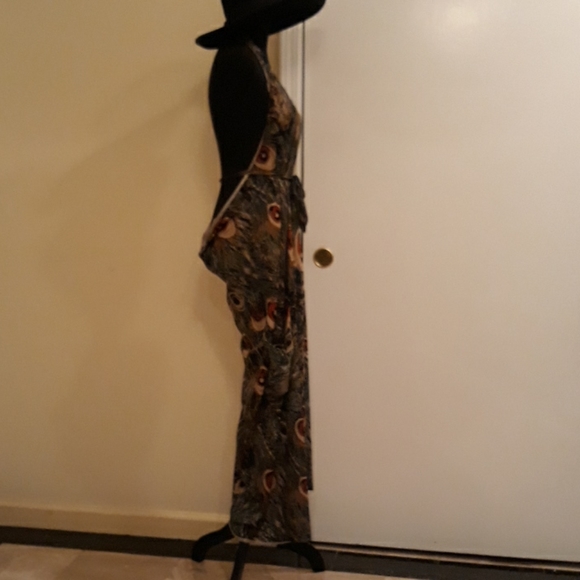 👙🦚Peacock Print Swimsuit Cover/Robe W/ Belt Sz L - Picture 4 of 9